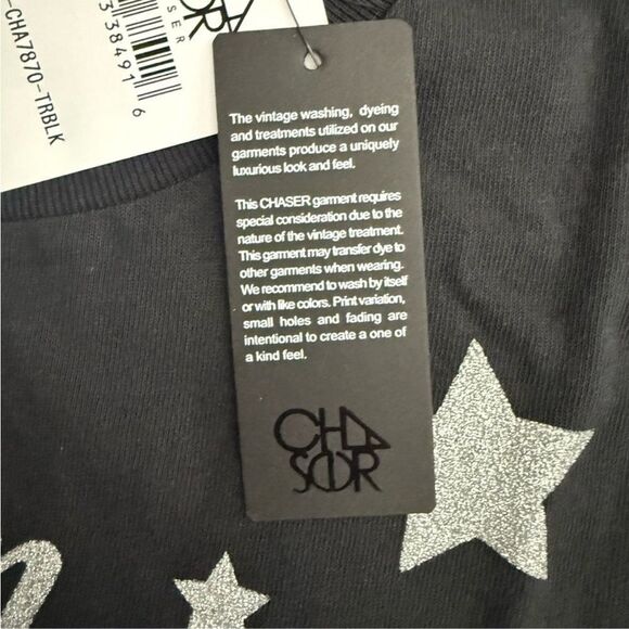 Chaser Black Short Sleeve Tee Stay In & Drink Champagne Graphic T-Shirt Small - Picture 4 of 9